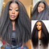 Sunber Kinky Straight Glueless Wig Invisible 5*5 HD Lace Wig Human Hair - 24 / 5*5 HD Lace-180% Density