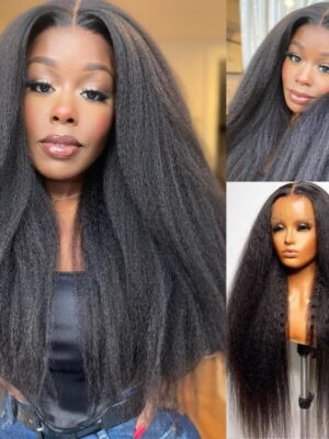 Sunber Kinky Straight Glueless Wig Invisible 5*5 HD Lace Wig Human Hair - 20 /  Kinky Edge 13*4 Lace Frontal