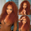 Sunber Precolored Ginger Brown Jerry Curly 13*4 Lace Front Human Hair Wigs - 16