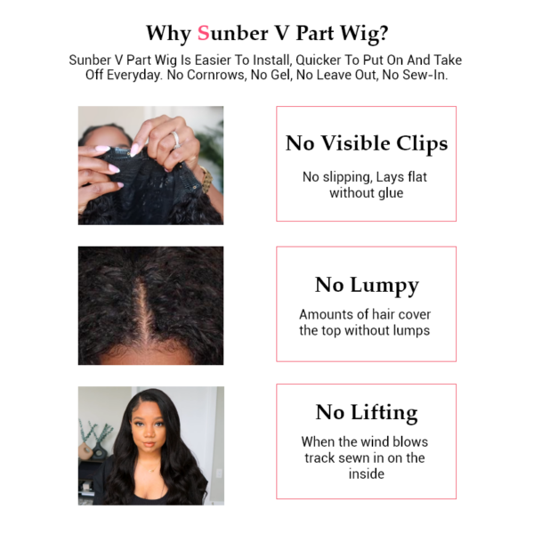 Sunber Kinky Straight V Part Wigs Youtueber Jai Marii Recommend Versatile No Leave Out Yaki Straight Human Hair Wig - 18 / 180%