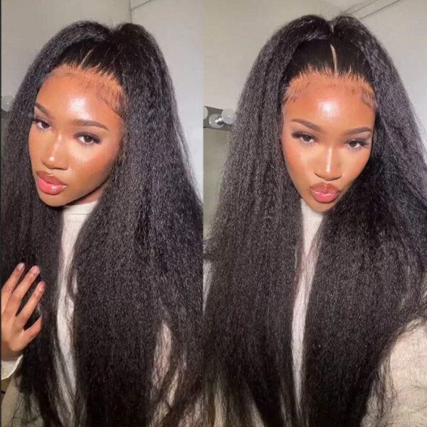 BOGO Sunber Yaki Straight Glueless Pre-cut 7x5 Bye Bye Knots Lace Closure Wig With Bleach Knots - 20 / 13*4 Pre Everything