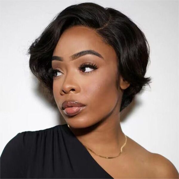 Pre-style Pixie Cut Professional Women's Layered Human Hair Wig - 13x4 / 8 inch / No