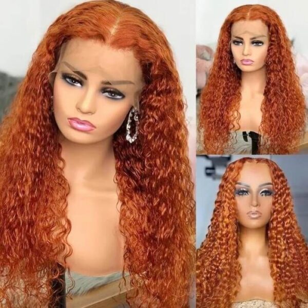 Ginger Color Wig Curly Wig 180% Density 4*4/13*4/13*6 Lace Front Wig - 13x4 Lace / Yes / 18inch