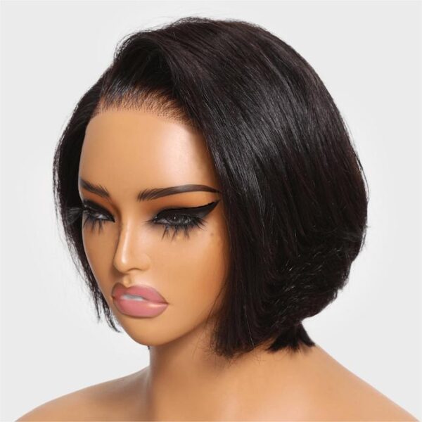 Glueless Wigs Natural Black Straight Pixie Cut Lace Frontal Wig - 5x5 / 8 inch / 150%