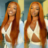 Ginger Orange Color Straight Wig 13x4 Transparent HD Lace Front Wigs 180% Density - 4x4 Lace / Yes（+） / 26inch