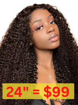 Clearance Sale Sunber Dark Brown Color Kinky Curly Glueless Wigs Human Hair Wigs 180% Density Flash Sale - 24
