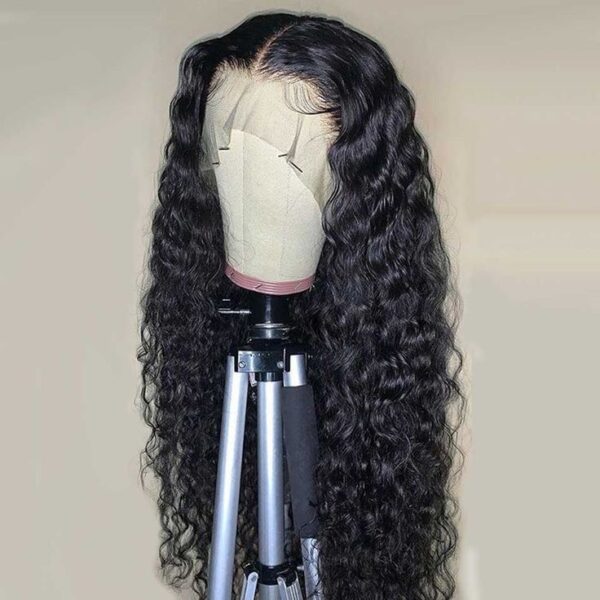 Natural Black Water Wave Lace Front Wig Pre-Cut Glueless Wig Ready Go Human Hair Wigs - 5x5 / 180% / 24 inch