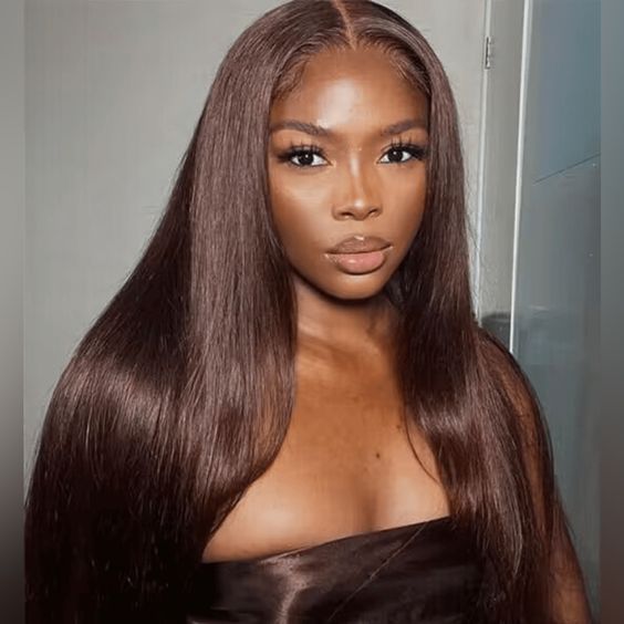 Brown Straight 360 Transparent Lace Front Wigs 180% Density - 360 Lace / 150% / 20inch