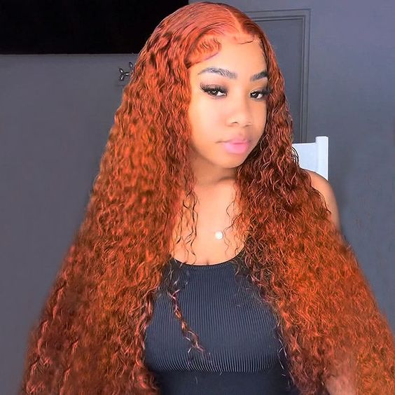 Ginger Color Wig Curly Wig 180% Density 4*4/13*4/13*6 Lace Front Wig - 13x4 Lace / Yes / 18inch