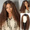 Curly HD Lace Front Wigs 180% Density Wig Balayage Highlight Wig Human Hair - 13x4 Lace / Yes（+） / 22inch
