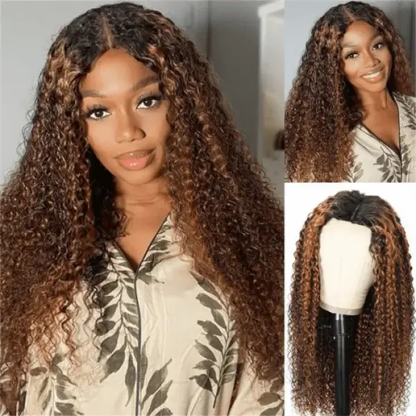 Curly HD Lace Front Wigs 180% Density Wig Balayage Highlight Wig Human Hair - 13x4 Lace / Yes（+） / 22inch
