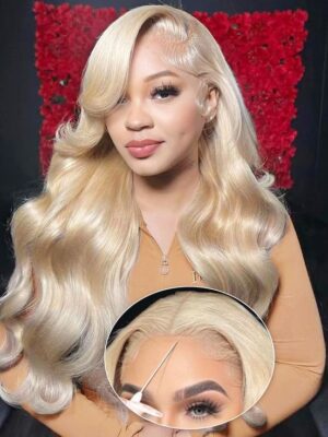 Pre-Cut Lace Wear Go Glueless Wig 613 Blonde Pure Color Body Wave Breathable - 5x5 Lace / 150% Density / 24 inch