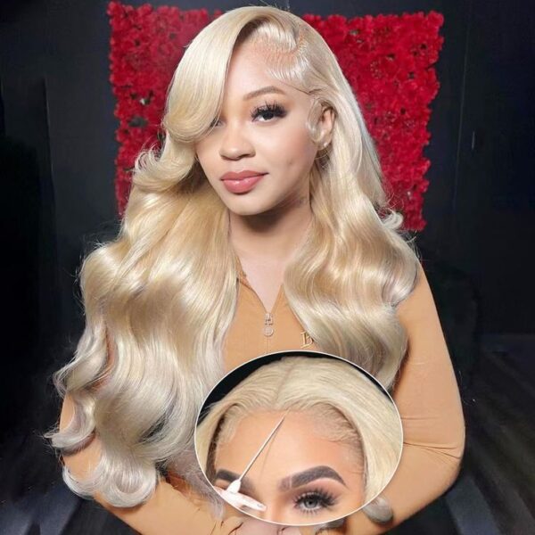 Pre-Cut Lace Wear Go Glueless Wig 613 Blonde Pure Color Body Wave Breathable - 5x5 Lace / 180% Density / 16 inch
