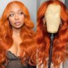 Ginger Color Body Wave Wig HD Lace Front Wigs 180% Density Human Hair - 13x6 Lace / Yes / 18 inch