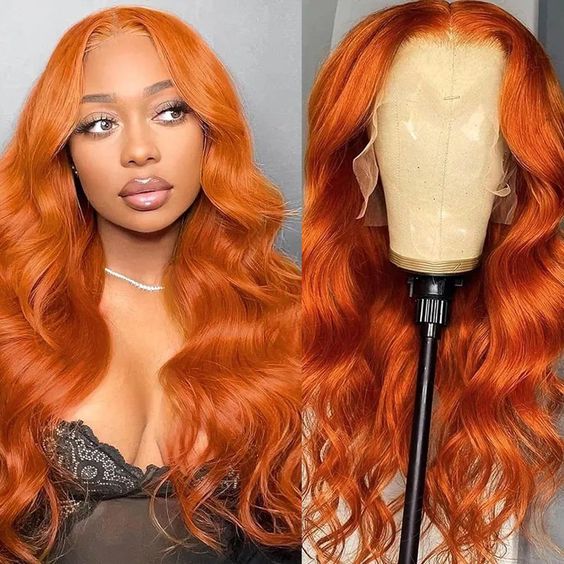Ginger Color Body Wave Wig HD Lace Front Wigs 180% Density Human Hair - 13x6 Lace / Yes / 18 inch