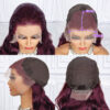 New Color Deep Purple Color Body Wave Wig Transparent Frontal HD Lace Wig 180% Density Hair Wig - 13x4 Lace / No / 16inch