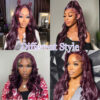 New Color Deep Purple Color Glueless 180% Density Body Wave wig 13x4 Transparent Frontal HD Lace Wig - 4x4 Lace / 180% / 22inch