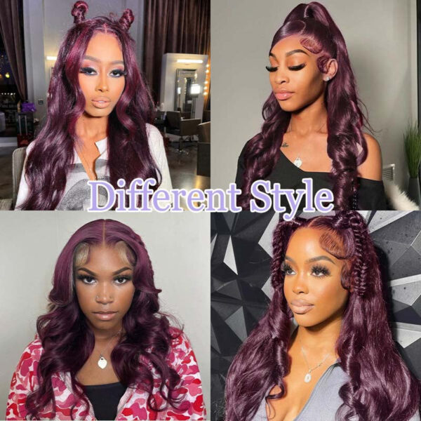 New Color Deep Purple Color Glueless 180% Density Body Wave wig 13x4 Transparent Frontal HD Lace Wig - 4x4 Lace / 180% / 22inch