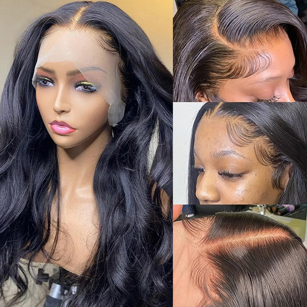 Pre-Cut Black Body Wave Wig 4x4/13x4/13x6 HD Lace Front Wigs 100% Human Hair Wig - 13x4 Lace / Yes（+） / 26