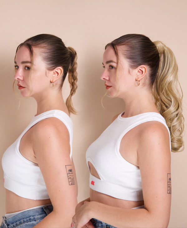 vegan fiber bouncy ponytail - blonde highlights 18".