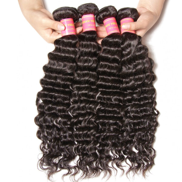 Sunber Deep Wave 4Bundles With 4x4 Lace Free Part Closure Virgin Human Hair - 20 22 24 26+16