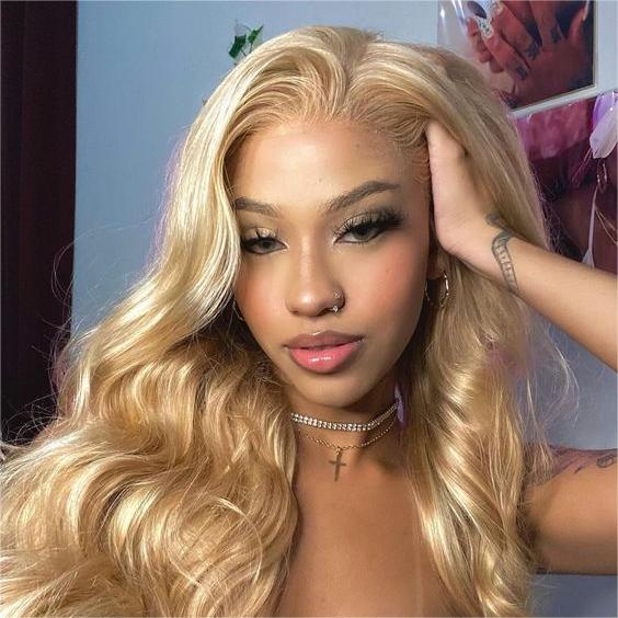 Pre-Cut Lace Wear Go Glueless Wig Honey Blonde Pure Color Body Wave Breathable - 5x5 Lace / 150% Density / 22 inch