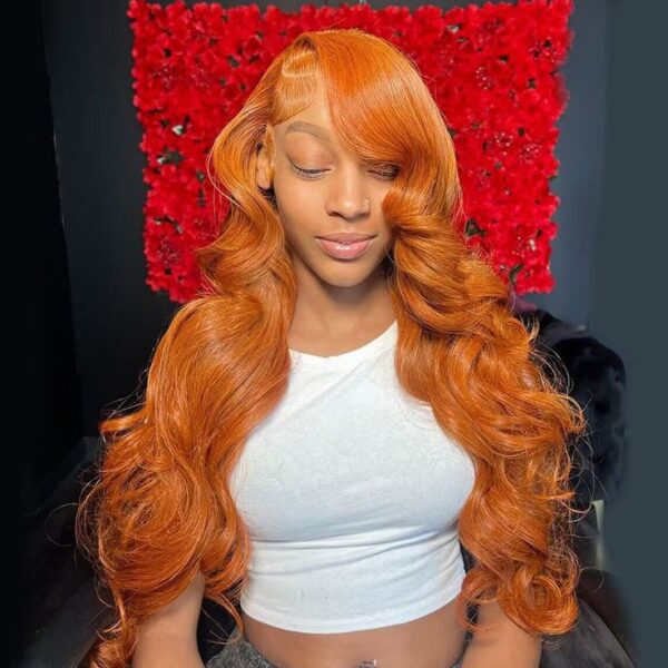 Ginger Color Body Wave Wig HD Lace Front Wigs 180% Density Human Hair - 13x6 Lace / Yes / 18 inch