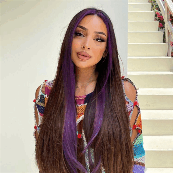 Midnight Dark Purple With Black Ombre Color Lace Wig Body Wave Wig 180% Density - 4x4 Lace / Yes（+） / 22inch