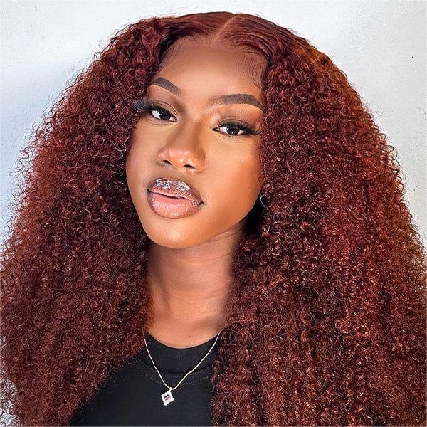 Reddish Brown Wig Wear Go Glueless 4C Wig Closure Wig with Breathable Cap Beginner Wig - 13x4 Lace / 28inch