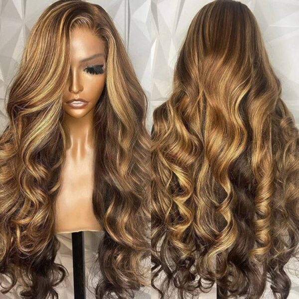 Extra 70% OFF| Sunber Body Wave Honey Blonde Highlights 7x5 Pre-Cut Lace Closure Human Hair Wig - 14 / 7x5 Bye Bye Knots-With Baby Hair