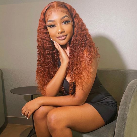 Ginger Color Wig Curly Wig 180% Density 4*4/13*4/13*6 Lace Front Wig - 13x4 Lace / Yes / 18inch