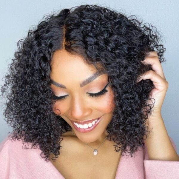 Glueless Wigs Natural Black Super Bouncy Loose Curly Transparent Lace Front Wigs - 4x4 Lace / 180% / 14