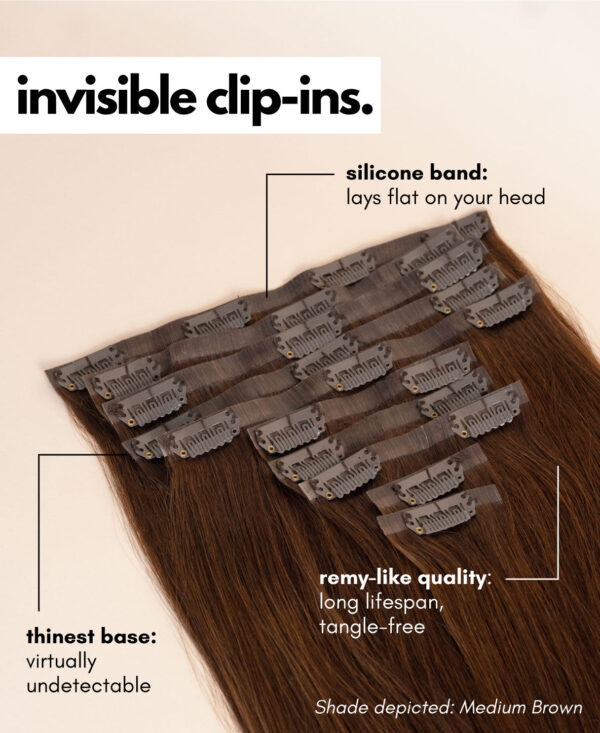 invisible clip-in hair extensions #1b natural black. - 24" / Extra Volume