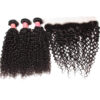 Sunber Hair Indian Curly Hair Lace Frontal with 3 Bundles, 100% Virgin Human Hair Extensions Wefts - 20 22 24+16 / 13*4 Lace Frontal