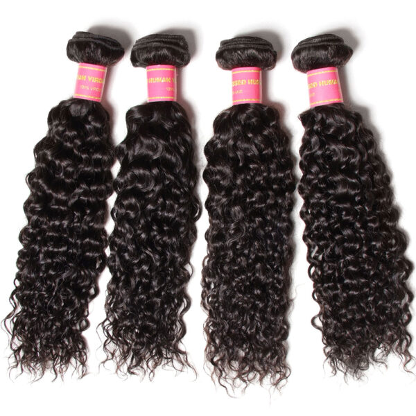 Brazilian Virgin Curly Hair Extensions - Natural Black - Lace Frontal with 4 Bundles, 100% Human Hair Extensions Wefts - 20 22 24 24+18