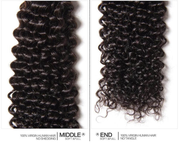 Sunber Hair Indian Curly Hair Lace Frontal with 3 Bundles, 100% Virgin Human Hair Extensions Wefts - 20 22 24+16 / 13*4 Lace Frontal