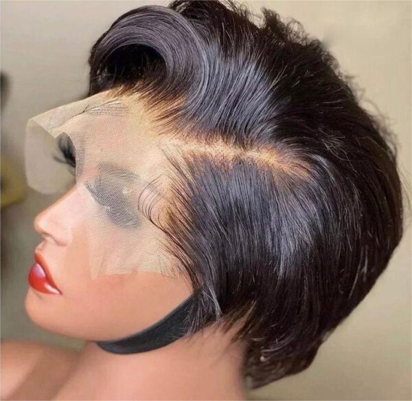 Pre-style Pixie Cut Professional Women's Layered Human Hair Wig - 13x4 / 8 inch / No