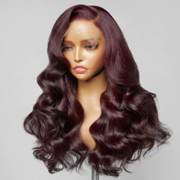 New Color Deep Purple Color Body Wave Wig Transparent Frontal HD Lace Wig 180% Density Hair Wig - 13x4 Lace / No / 16inch