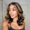 Wear&Go 1B/27# Piano Highlights Color Body Wave Transparent Lace Wig Short Bob Human Hair Wig - 5x5 / 150% / 14inch