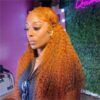 Pre-Cut Lace Wear Go Glueless Wig Ginger Orange Pure Color Curly Breathable - 5x5 Lace / 180% Density / 24 inch