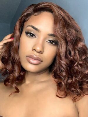 Short Glueless Body Wave Bob Wig 4x4/13x4 Lace Front Human Hair With Breathable Cap - 13x4 Lace / Brown Color / 12inch