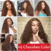 Chocolate Brown Color Curly Wig 13x4 HD Lace Front Wig With Micro Knot Pre Bleached Knots - 9x6 Lace / Lace Front / 28inch