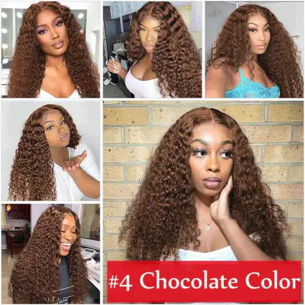 Chocolate Brown Color Curly Wig 13x4 HD Lace Front Wig With Micro Knot Pre Bleached Knots - 9x6 Lace / Lace Front / 28inch