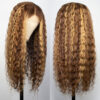 Honey Blonde Piano Highlight Color 180% Density Deep Wave13x4 Lace Front Transparent Frontal HD Lace Wig - 4x4 Lace / Yes（+） / 32inch