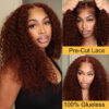 Extra 60% OFF | Sunber Reddish Brown Jerry Curly 13x4/7×5 Bye Bye Knots Lace Front Wig Real Human Hair - 20 / 7×5 Bye Bye Knots-180%