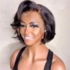 Pre-style Pixie Cut Professional Women's Layered Human Hair Wig - 13x4 / 8 inch / No