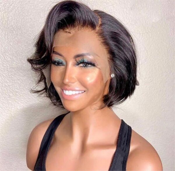 Pre-style Pixie Cut Professional Women's Layered Human Hair Wig - 13x4 / 8 inch / No
