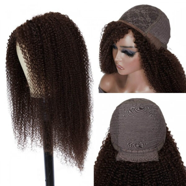Clearance Sale Sunber Dark Brown Color Kinky Curly Glueless Wigs Human Hair Wigs 180% Density Flash Sale - 24