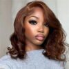 Pre-Cut Lace Wear Go Glueless Wig Dark Brown Pure Color Body Wave Breathable - 4x4 Lace / 180% Density / 14 inch