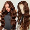 Pre-Cut Lace Wear Go Glueless Wig Dark Brown Pure Color Body Wave Breathable - 4x4 Lace / 180% Density / 14 inch